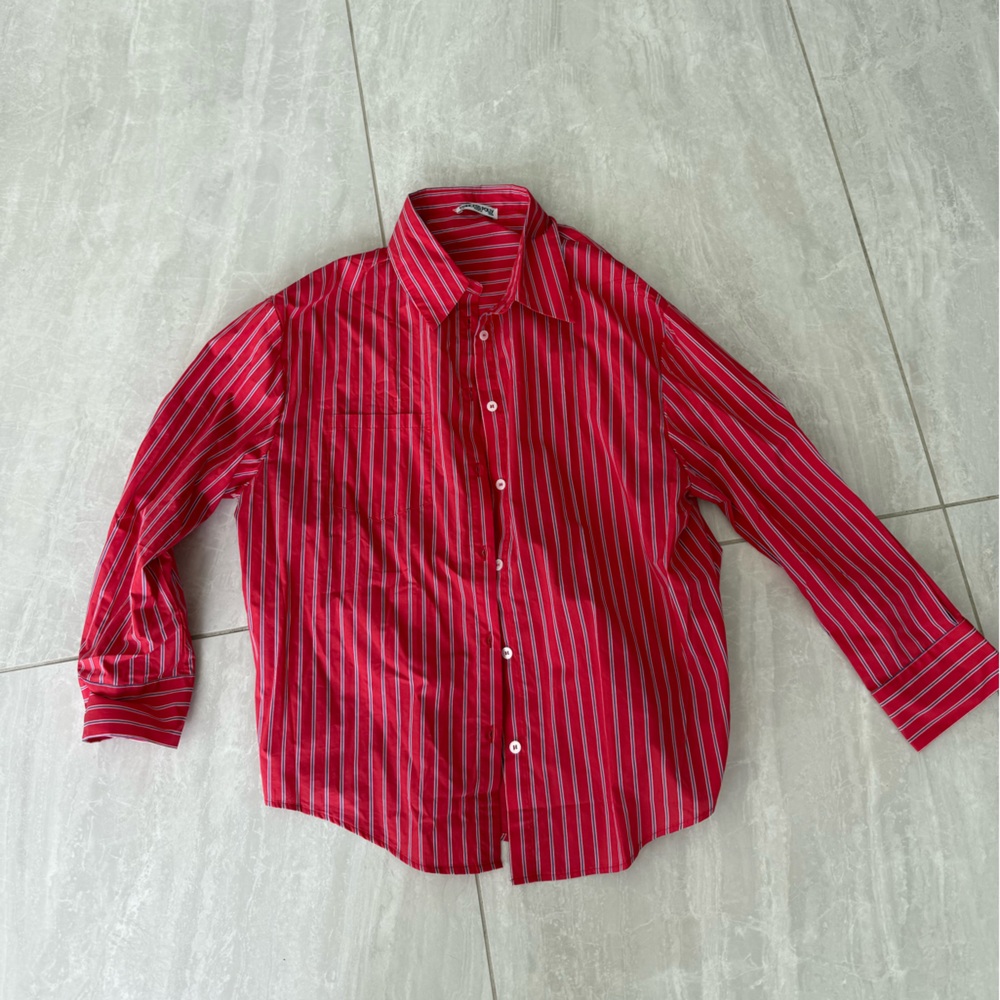 Princess Polly Red Striped Button-Up Shirt